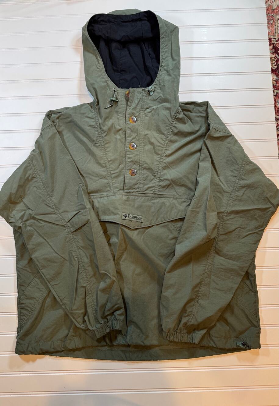 Vintage Columbia Sportswear Company Pullover Jacket. Sz L. Anorak Hooded Green
